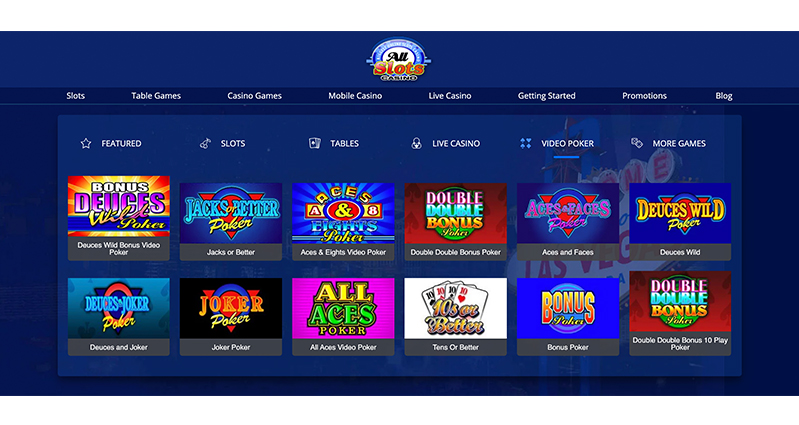 All Slots Casino Video Poker