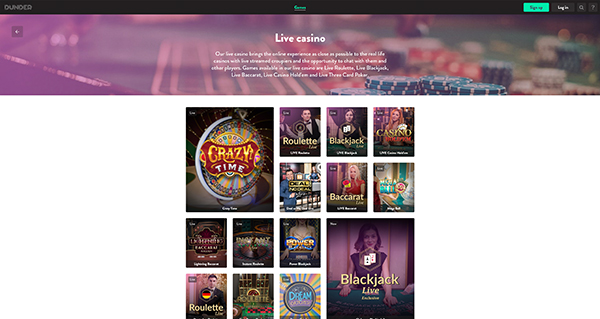 Dunder Casino Live screenshot