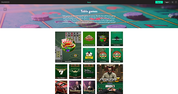 Dunder Casino Table Games screenshot